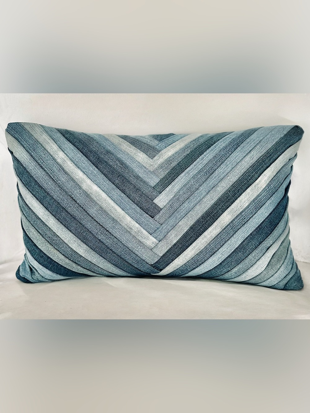 Designer Handmade denim Decorative Lumbar Pillow - 12”x20”